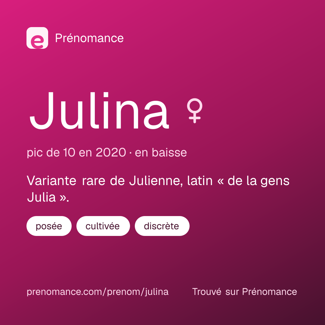 Carte de partage du prénom Julina