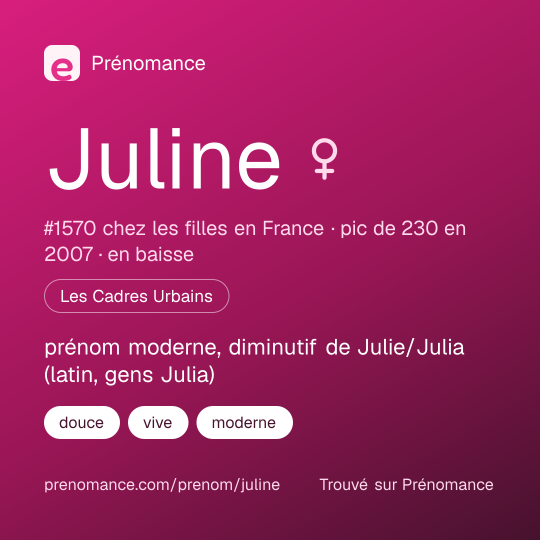 Carte de partage du prénom Juline