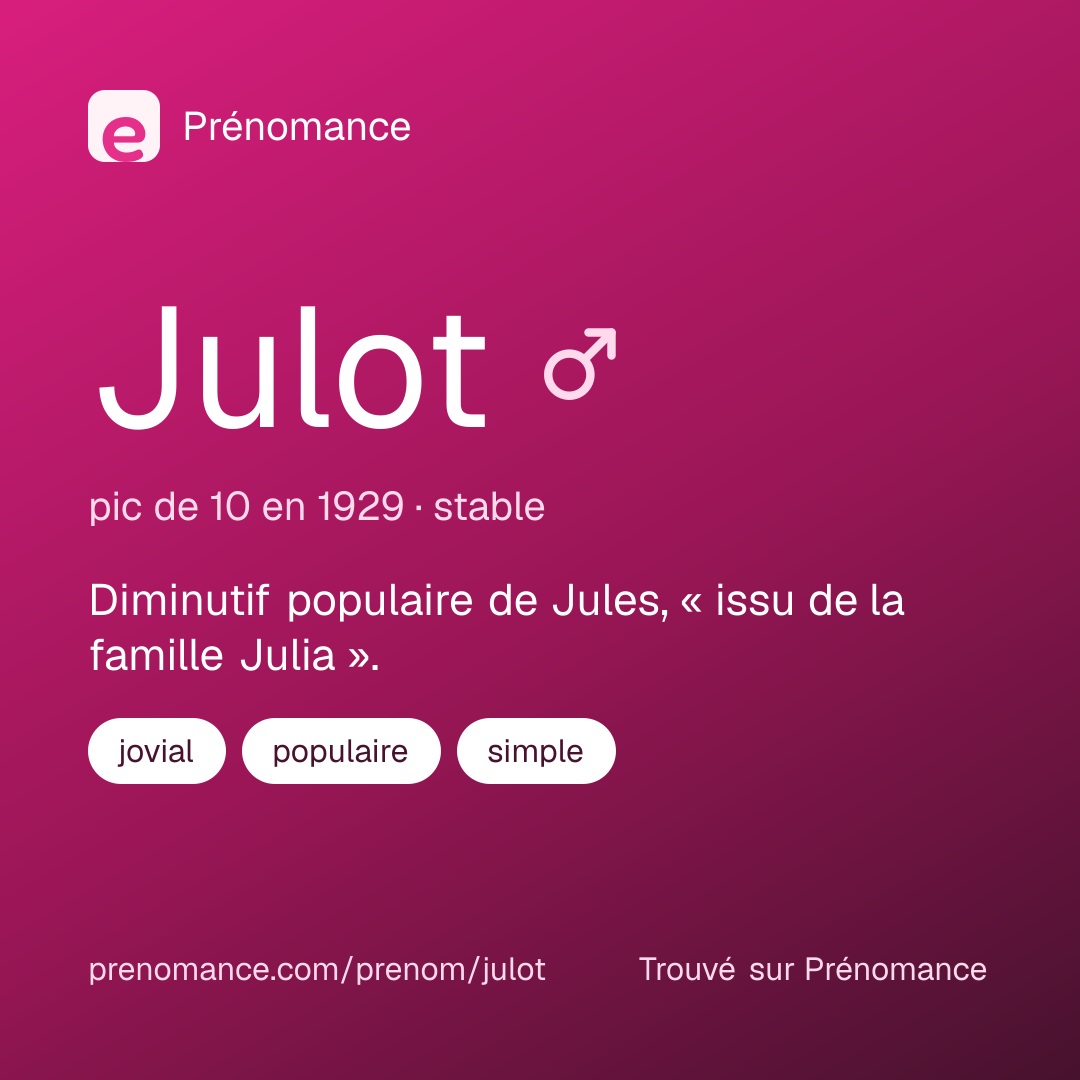 Carte de partage du prénom Julot