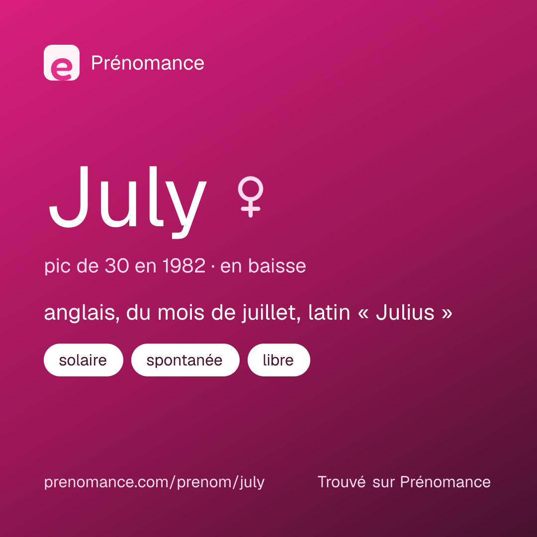 Carte de partage du prénom July
