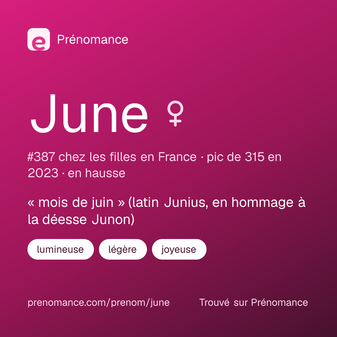 Carte de partage du prénom June