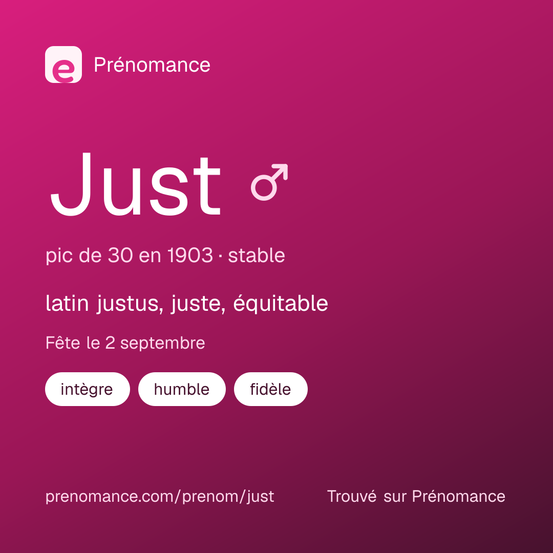 Carte de partage du prénom Just