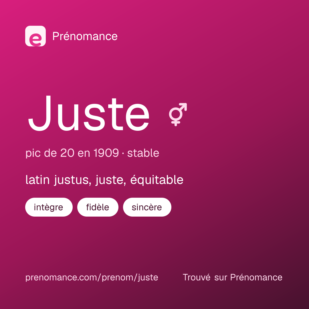 Carte de partage du prénom Juste