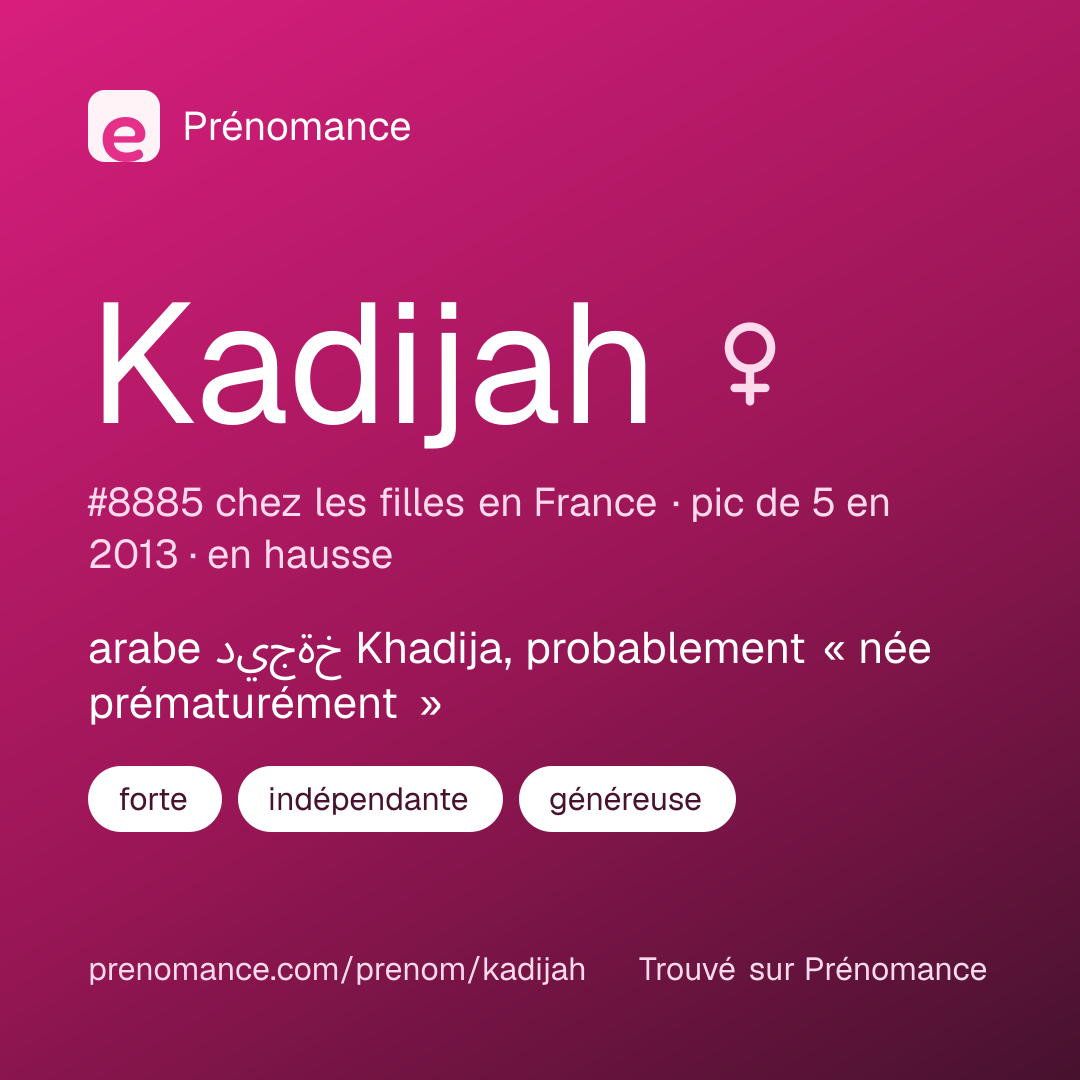 Carte de partage du prénom Kadijah