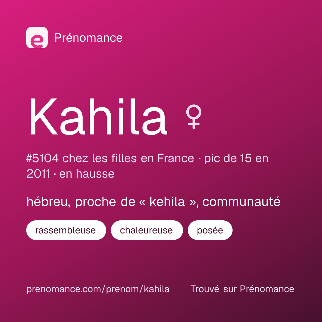 Carte de partage du prénom Kahila