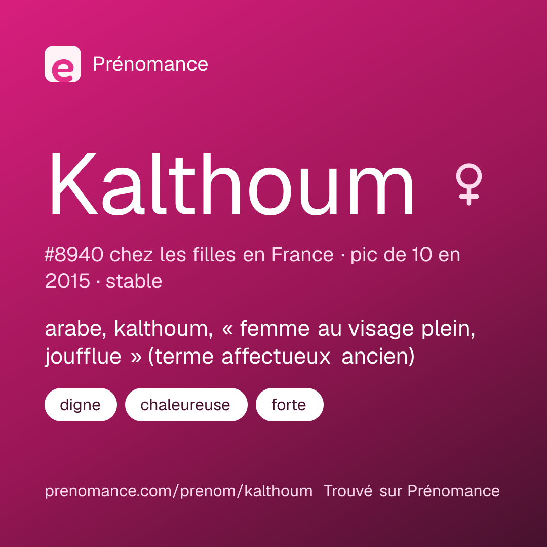 Carte de partage du prénom Kalthoum