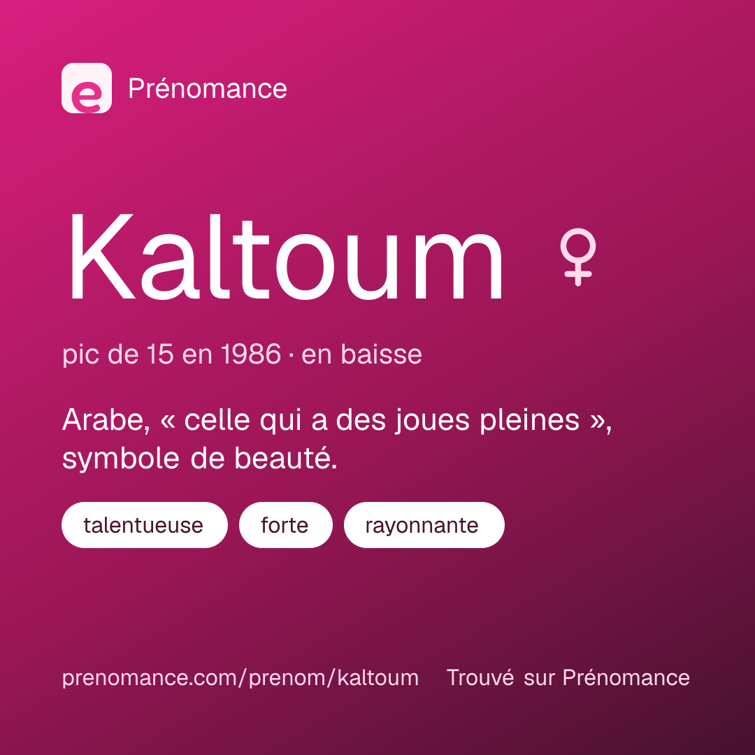 Carte de partage du prénom Kaltoum
