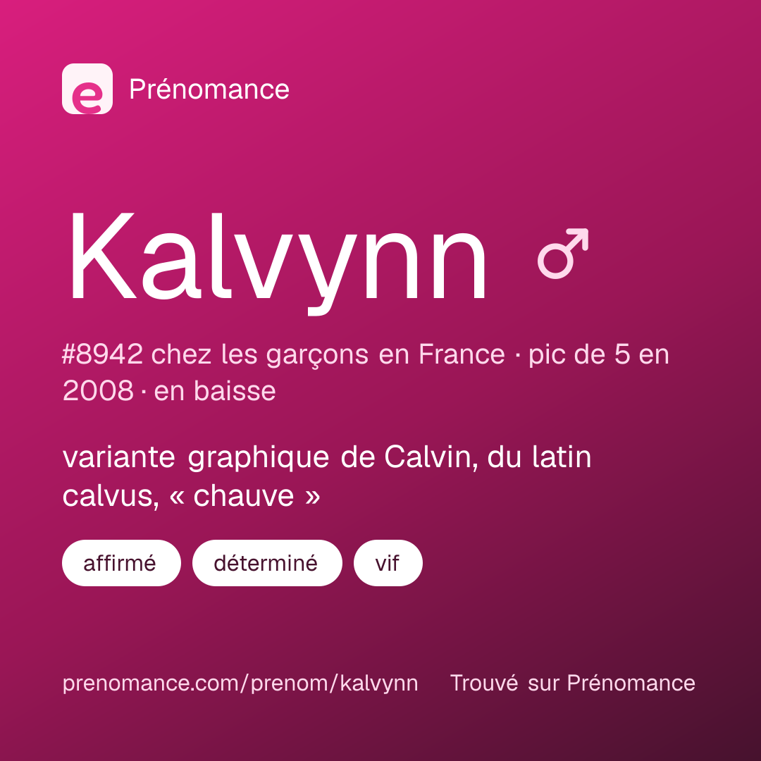 Carte de partage du prénom Kalvynn