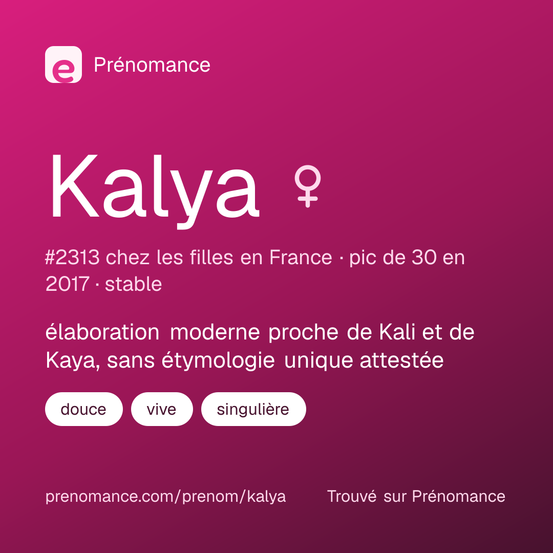 Carte de partage du prénom Kalya