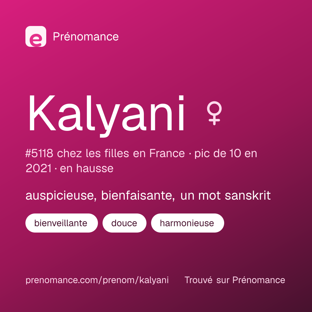 Carte de partage du prénom Kalyani