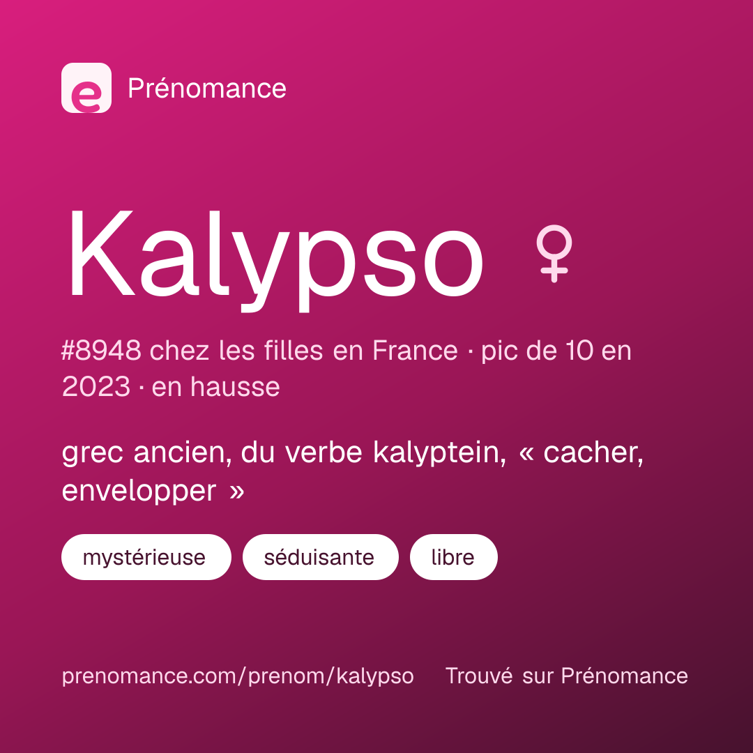 Carte de partage du prénom Kalypso