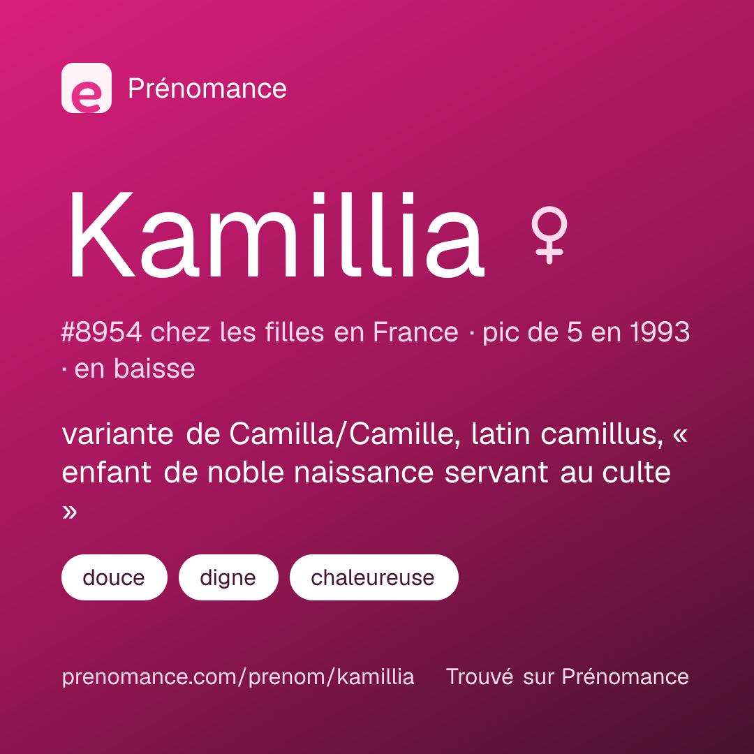 Carte de partage du prénom Kamillia
