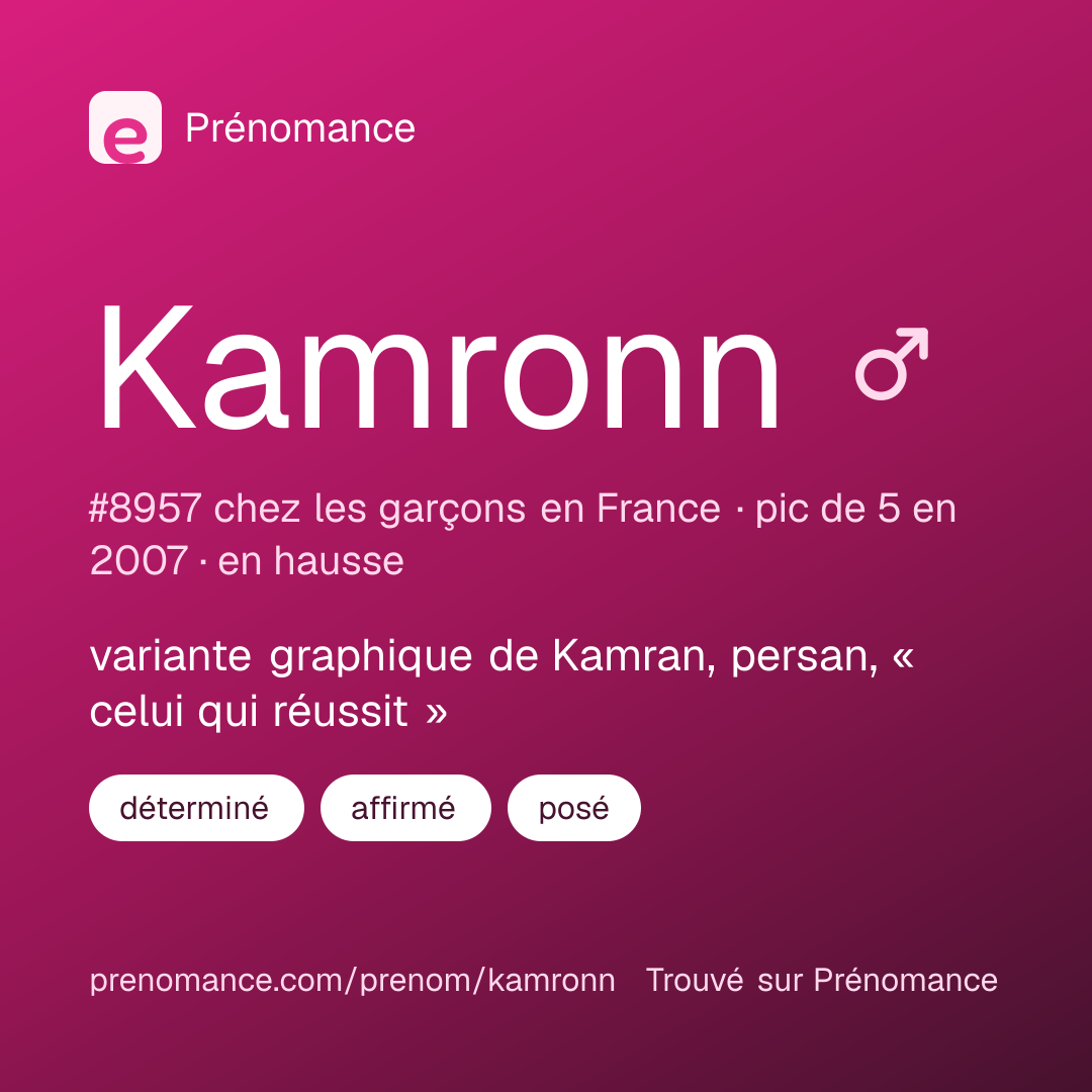 Carte de partage du prénom Kamronn