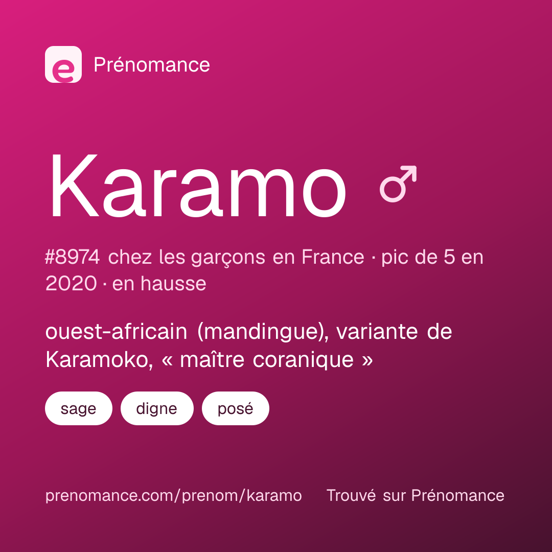 Carte de partage du prénom Karamo