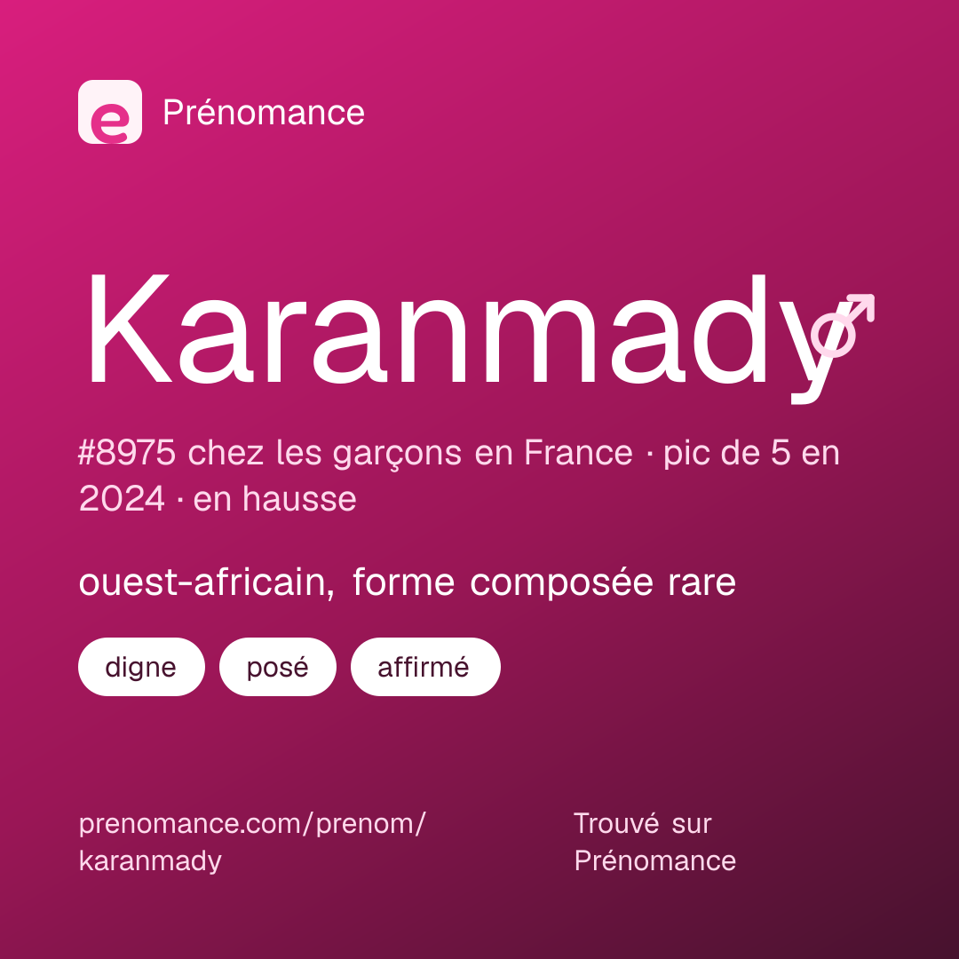Carte de partage du prénom Karanmady