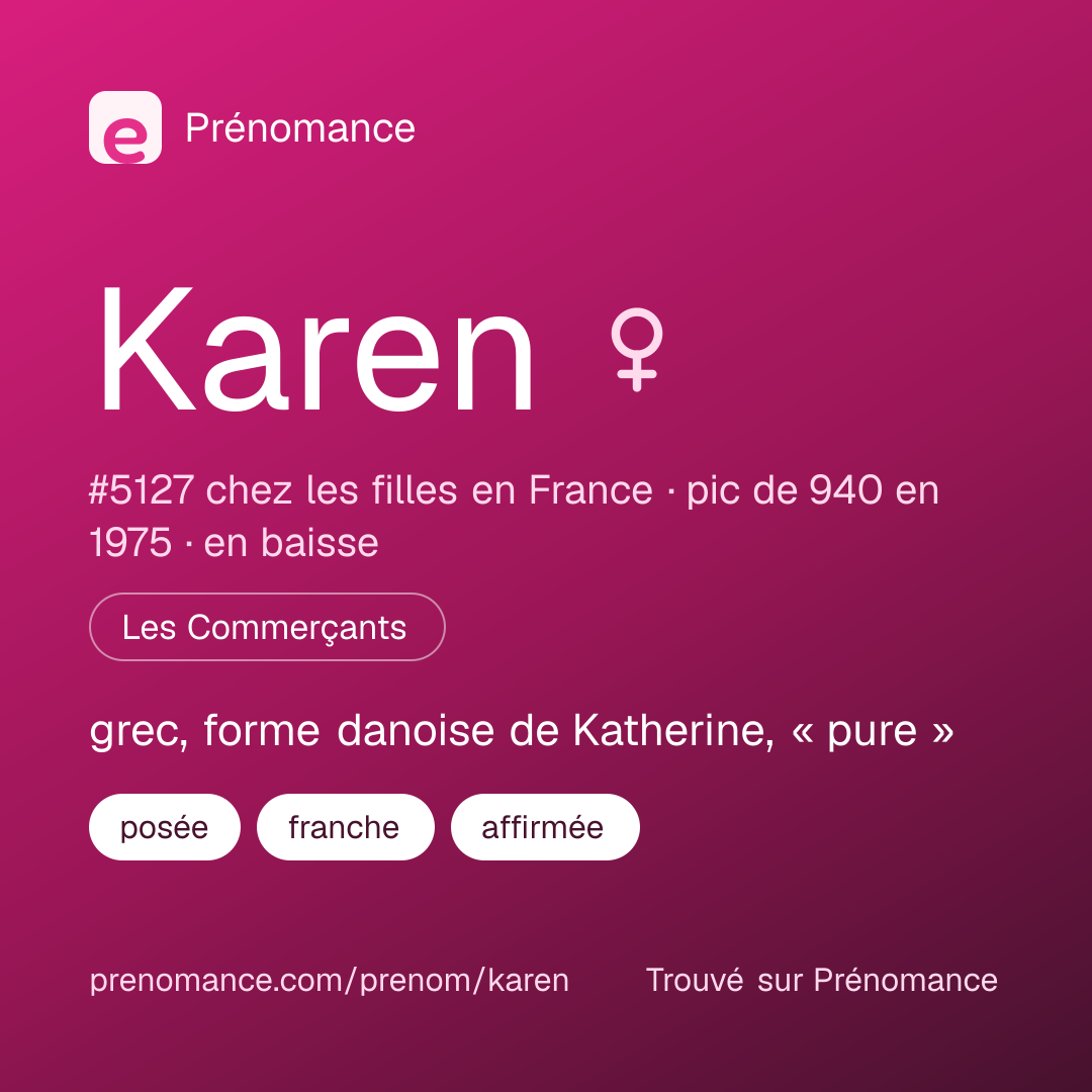 Carte de partage du prénom Karen