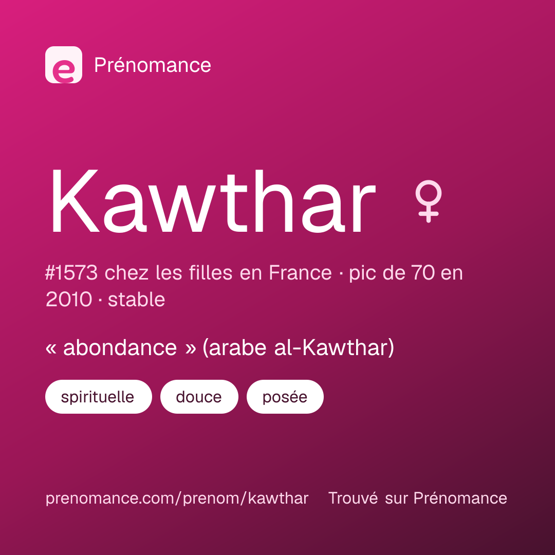Carte de partage du prénom Kawthar