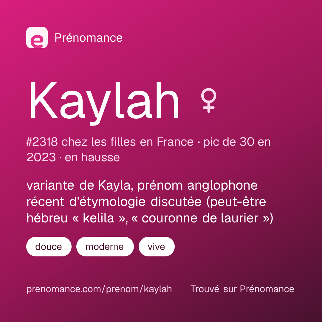 Carte de partage du prénom Kaylah