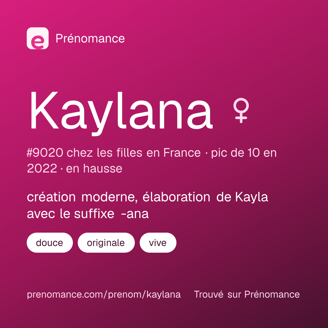 Carte de partage du prénom Kaylana