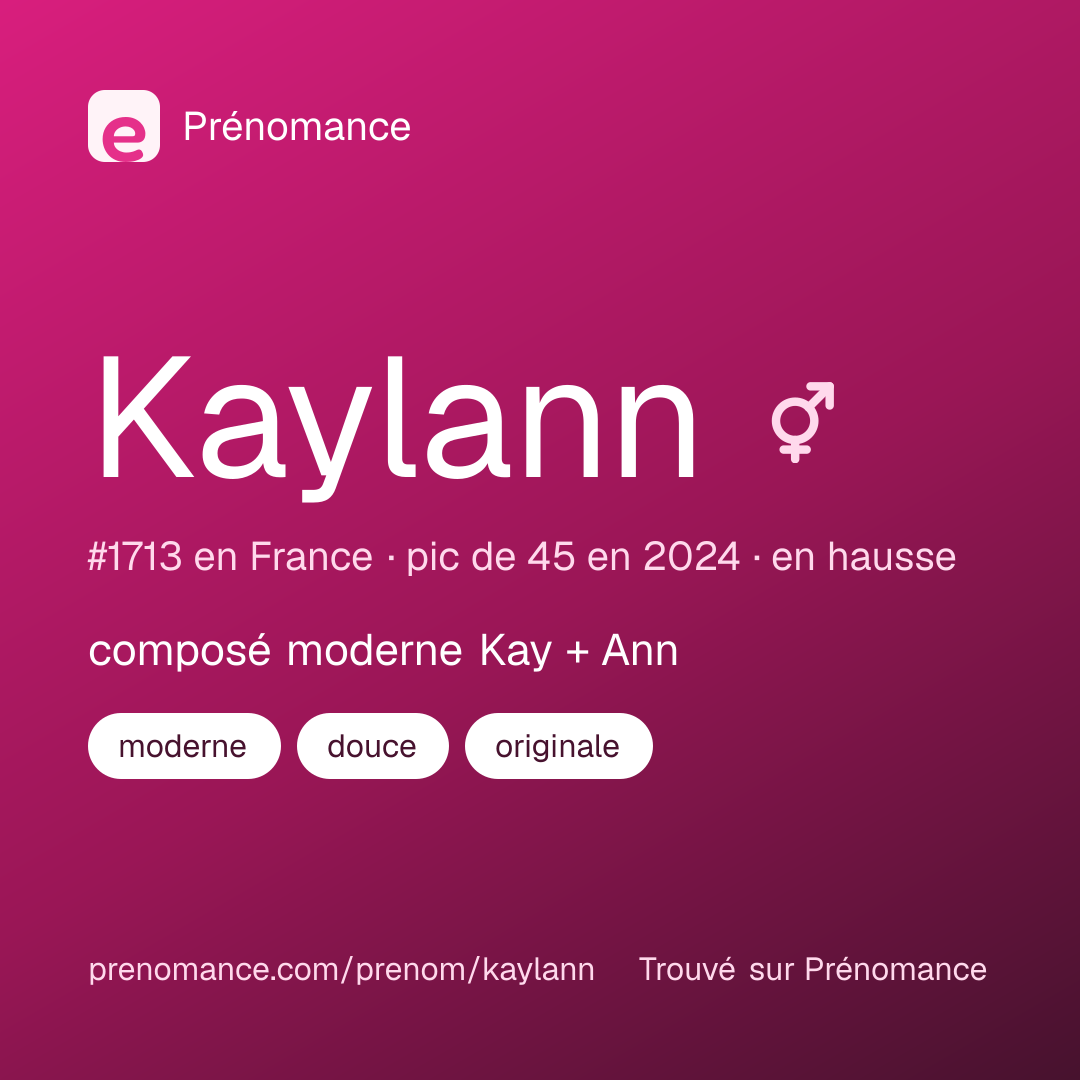 Carte de partage du prénom Kaylann