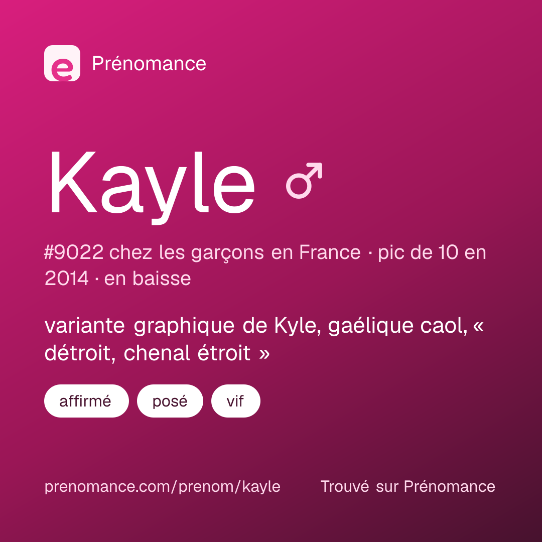 Carte de partage du prénom Kayle