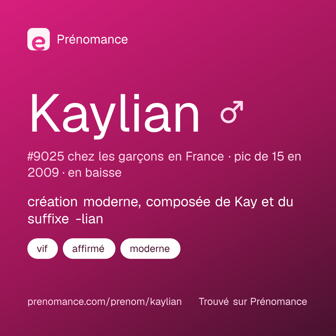 Carte de partage du prénom Kaylian