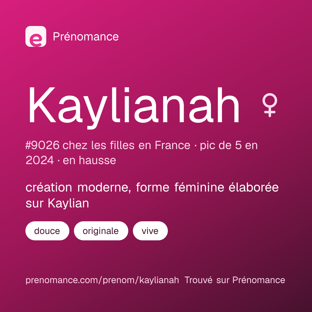 Carte de partage du prénom Kaylianah