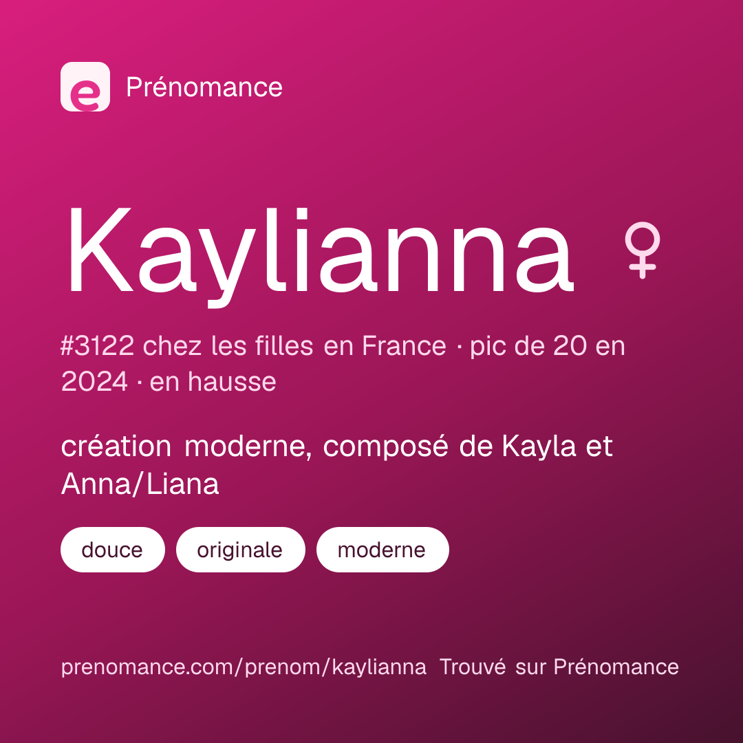 Carte de partage du prénom Kaylianna