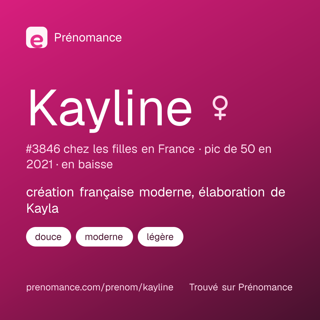 Carte de partage du prénom Kayline