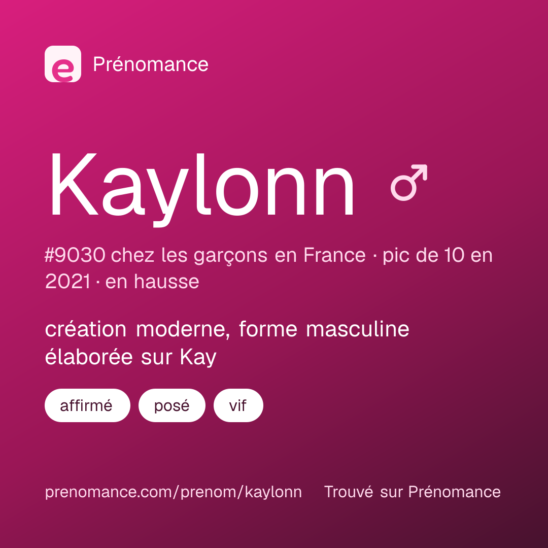 Carte de partage du prénom Kaylonn
