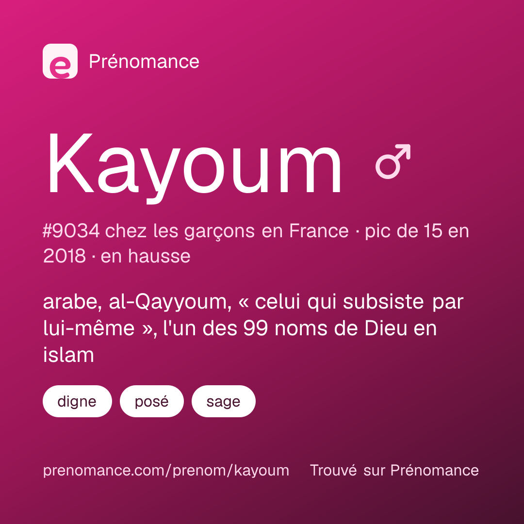 Carte de partage du prénom Kayoum