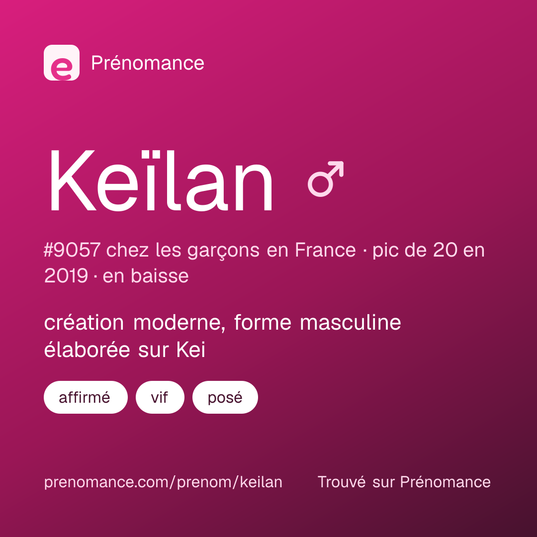Carte de partage du prénom Keïlan