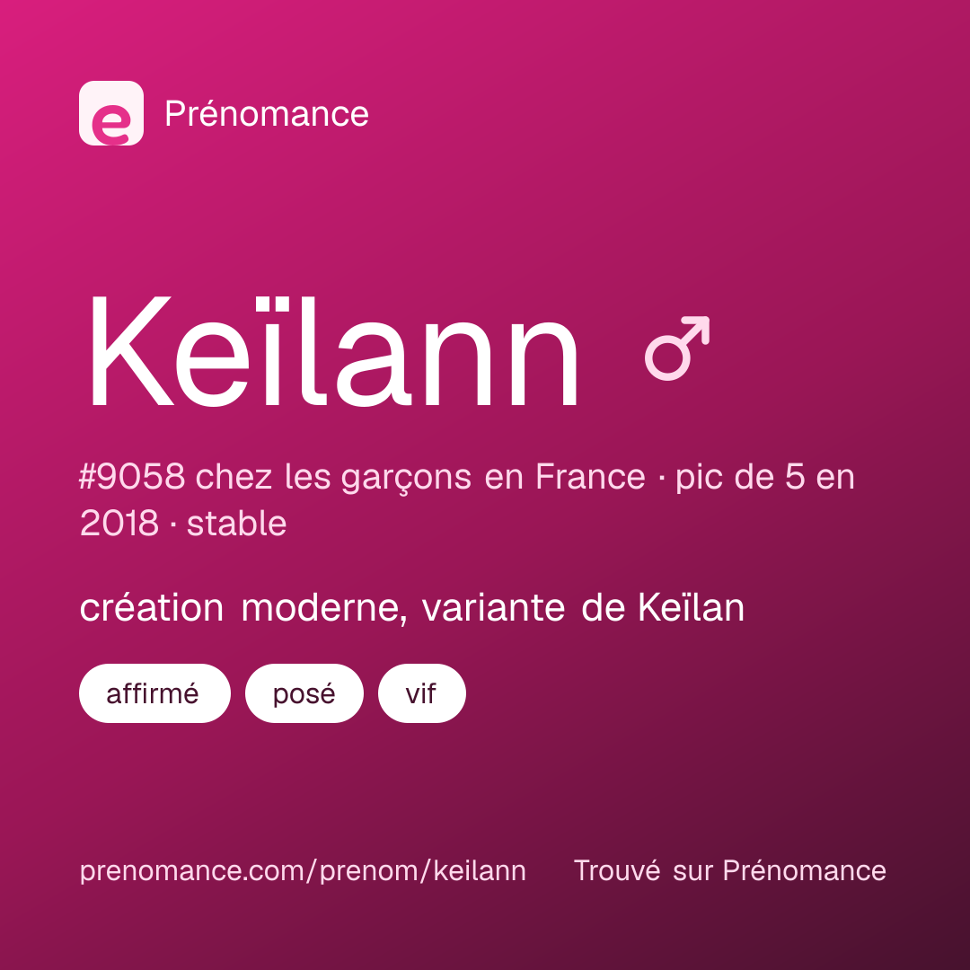 Carte de partage du prénom Keïlann