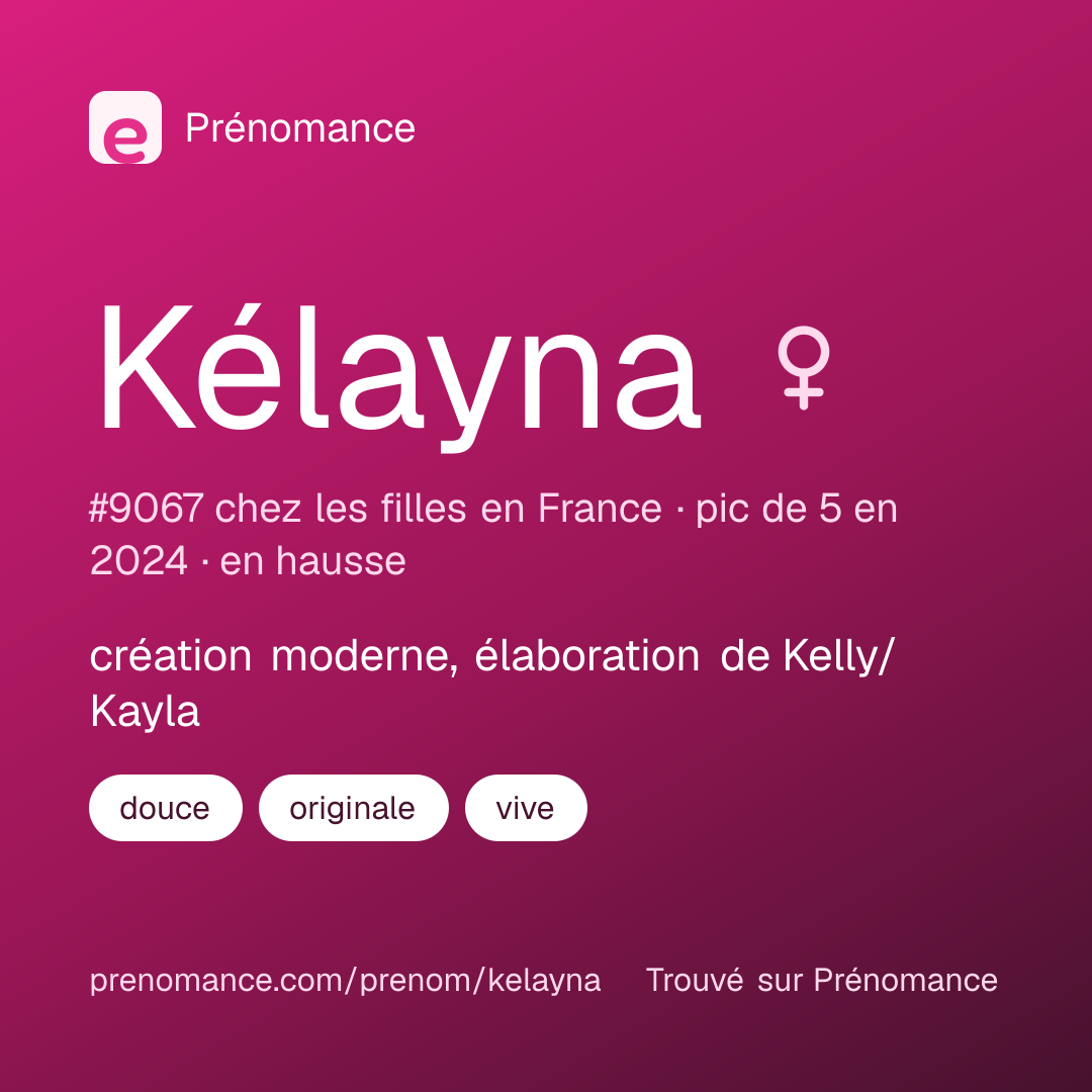 Carte de partage du prénom Kélayna