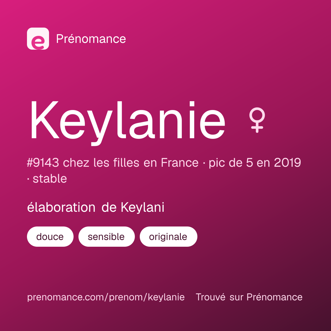 Carte de partage du prénom Keylanie