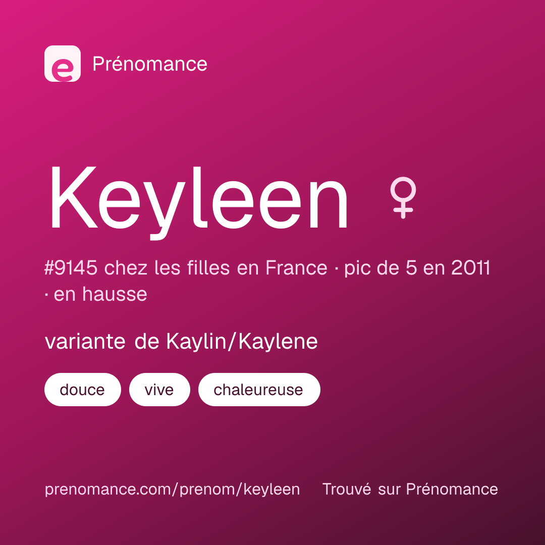 Carte de partage du prénom Keyleen