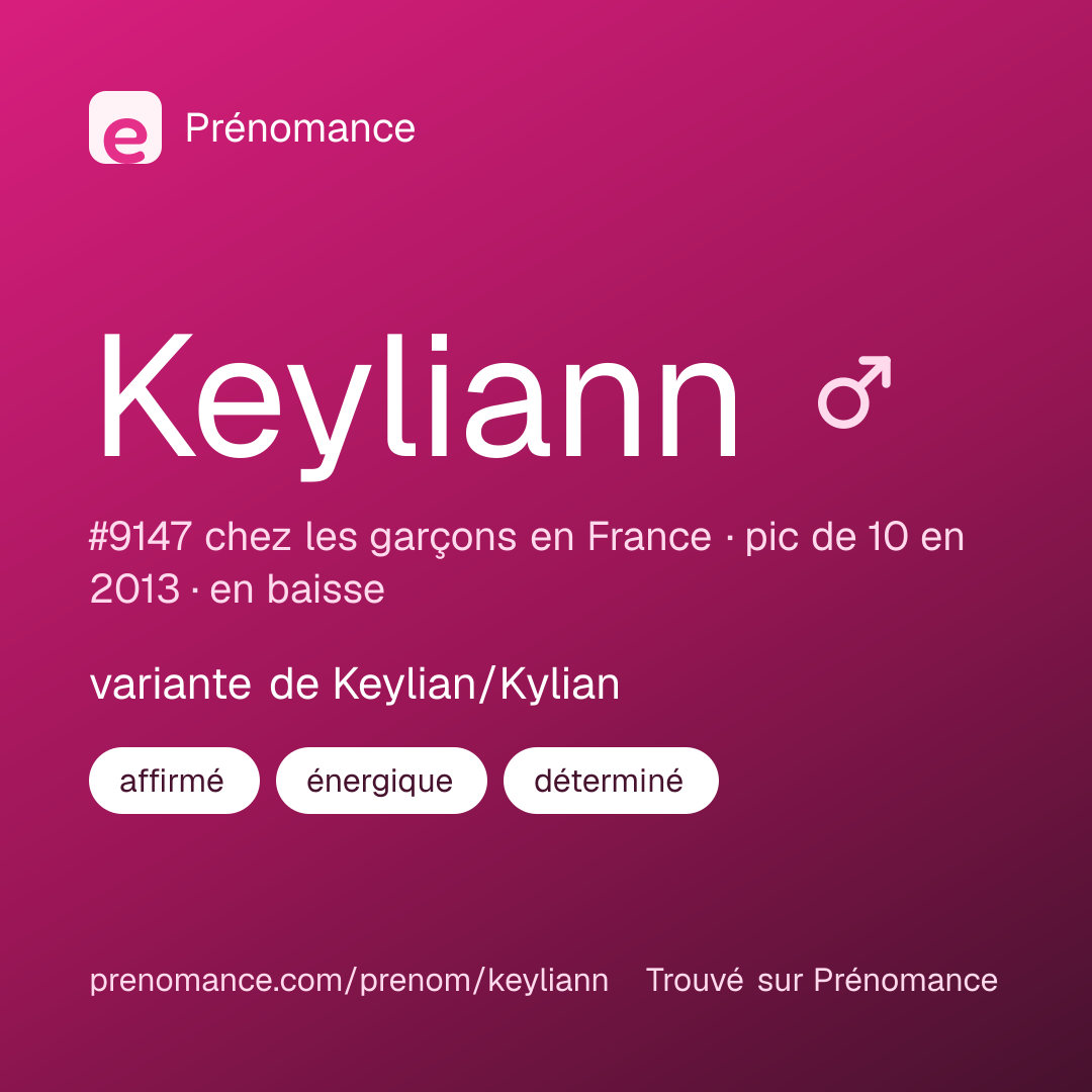 Carte de partage du prénom Keyliann