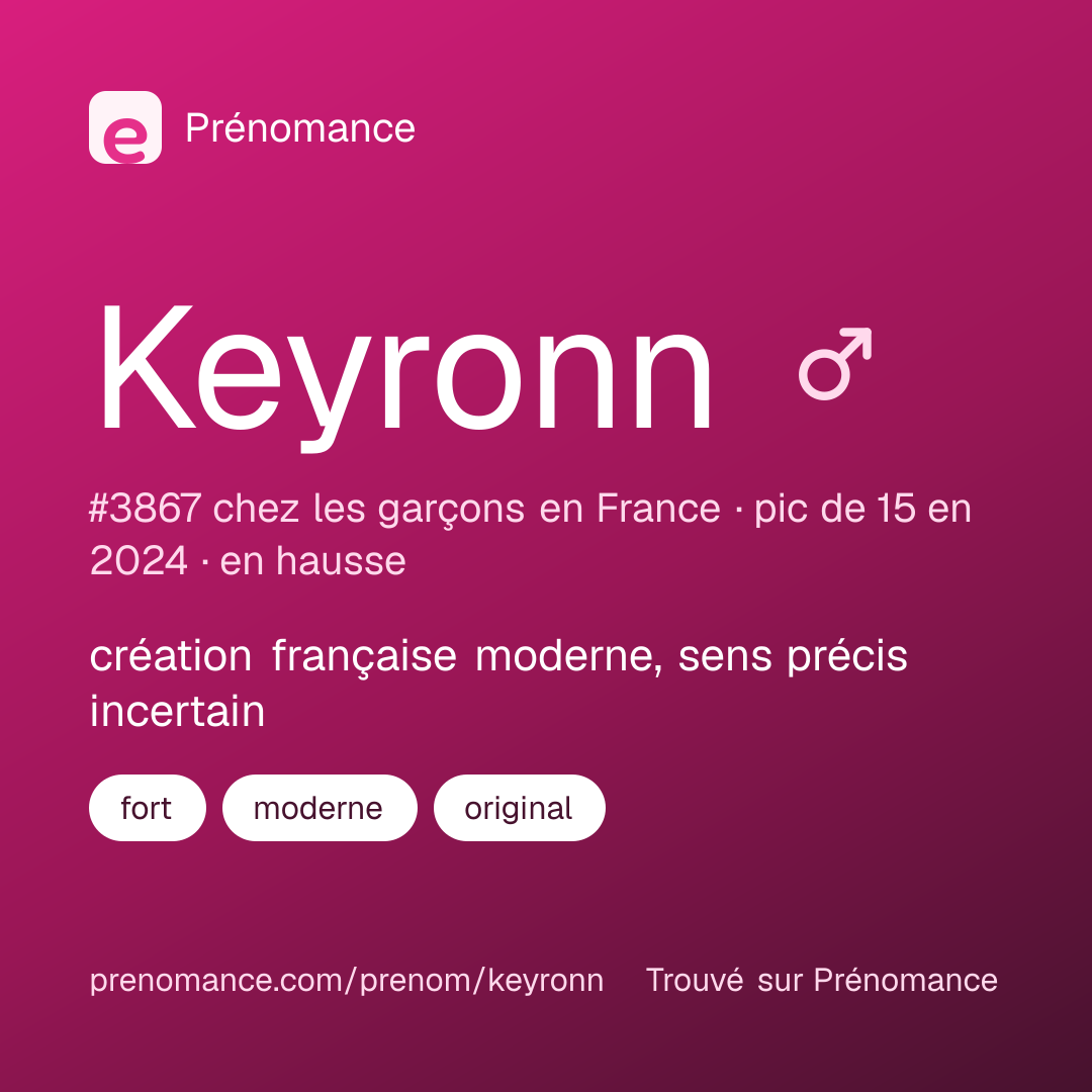 Carte de partage du prénom Keyronn