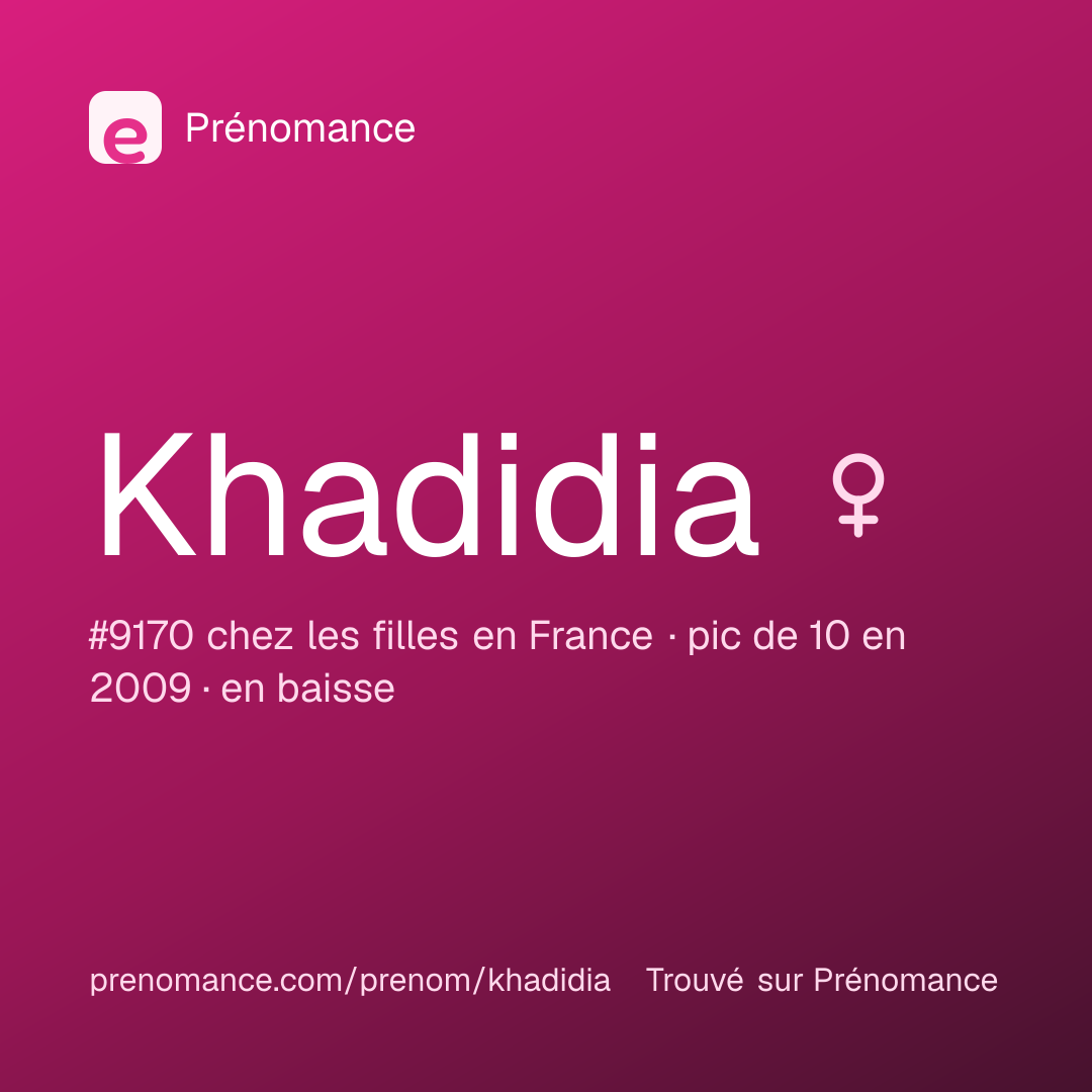 Carte de partage du prénom Khadidia