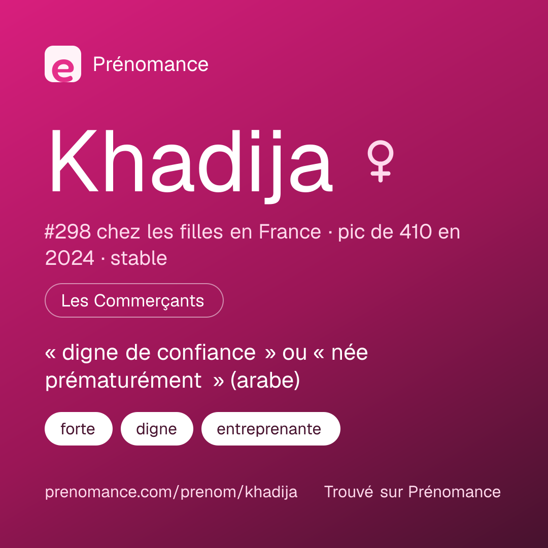 Carte de partage du prénom Khadija