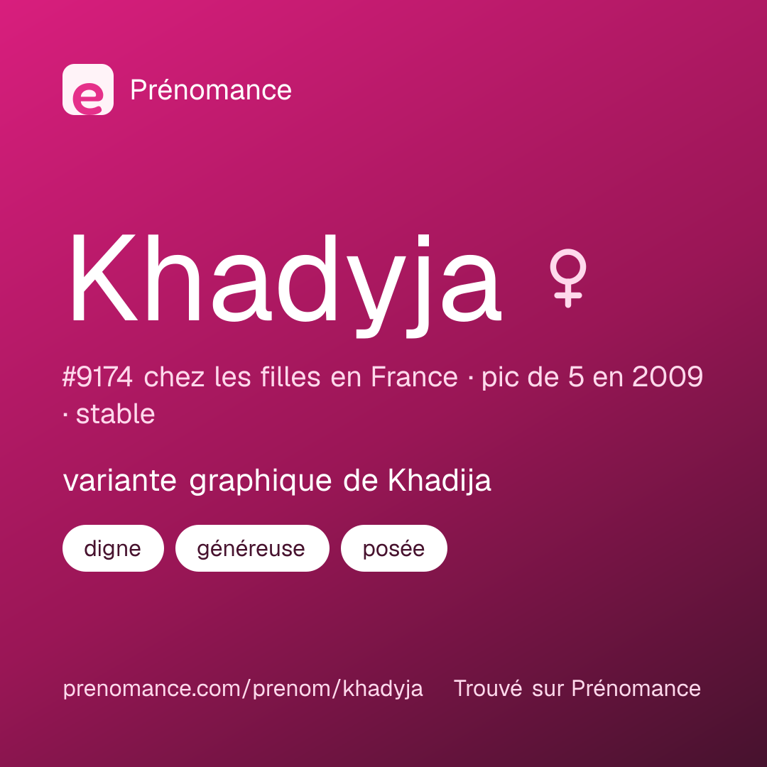Carte de partage du prénom Khadyja