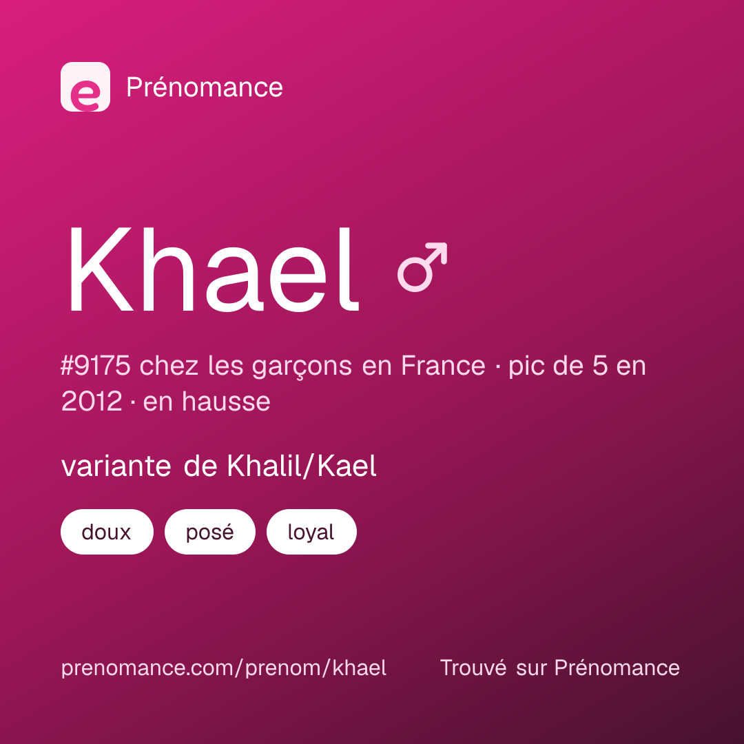 Carte de partage du prénom Khael