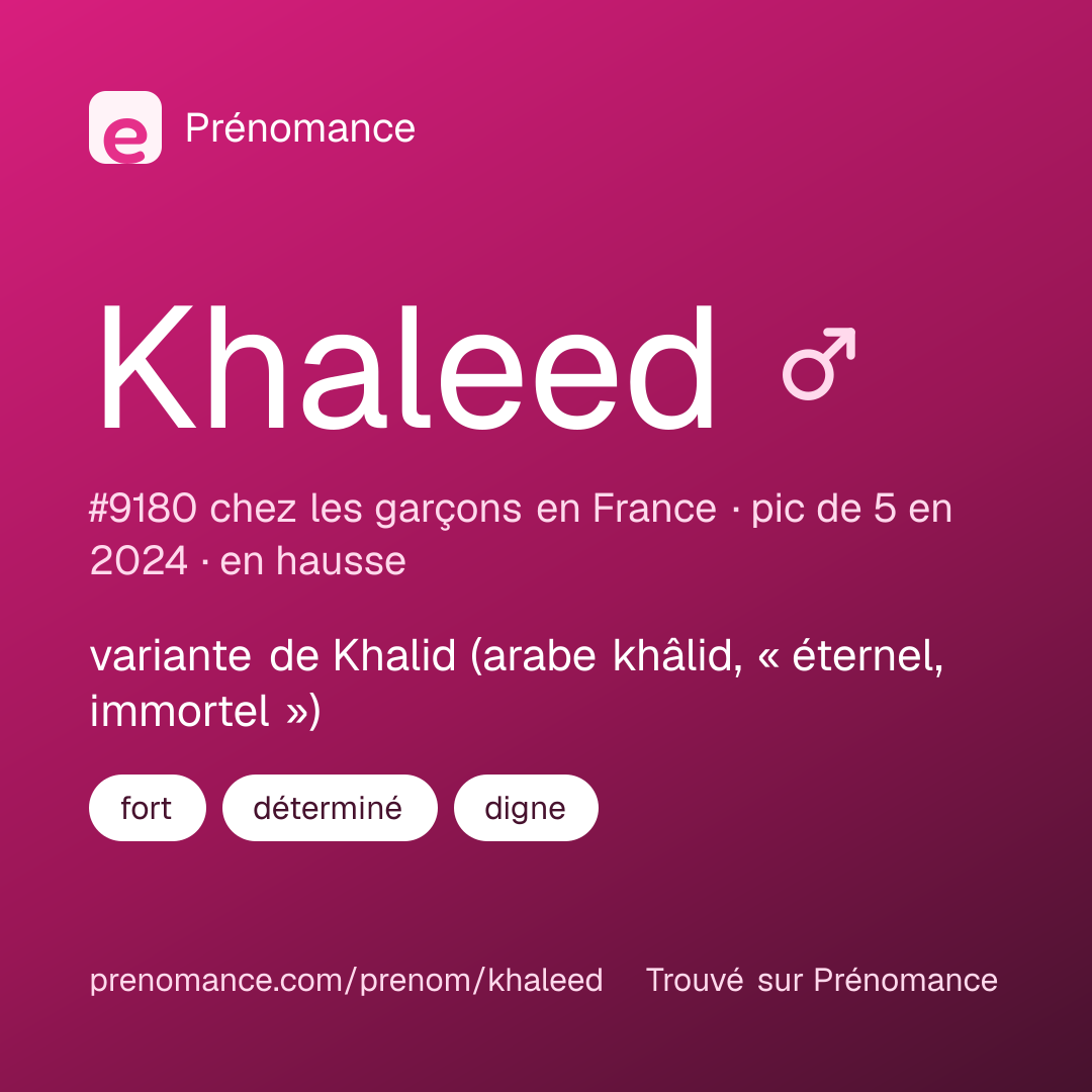 Carte de partage du prénom Khaleed