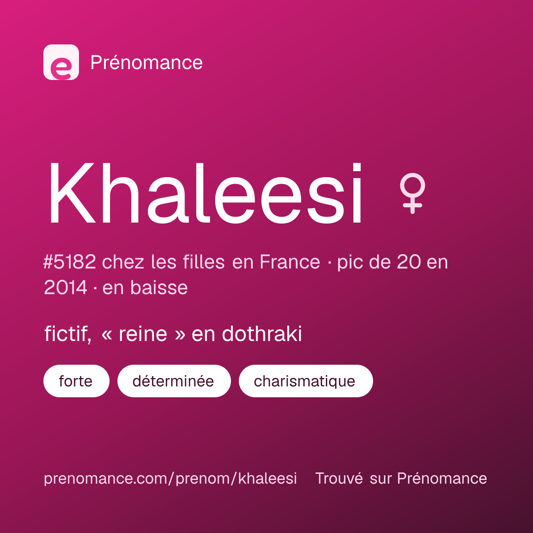 Carte de partage du prénom Khaleesi