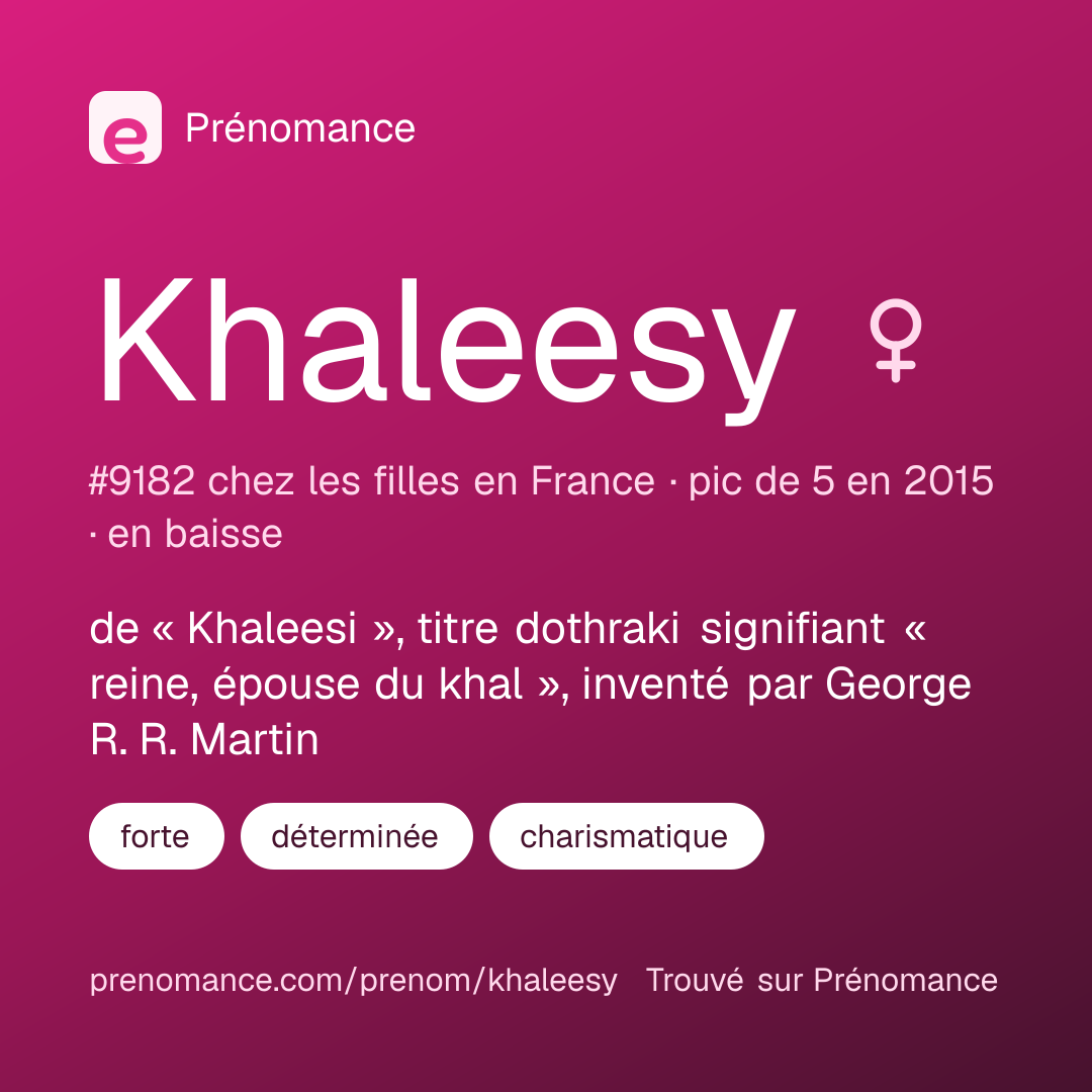 Carte de partage du prénom Khaleesy