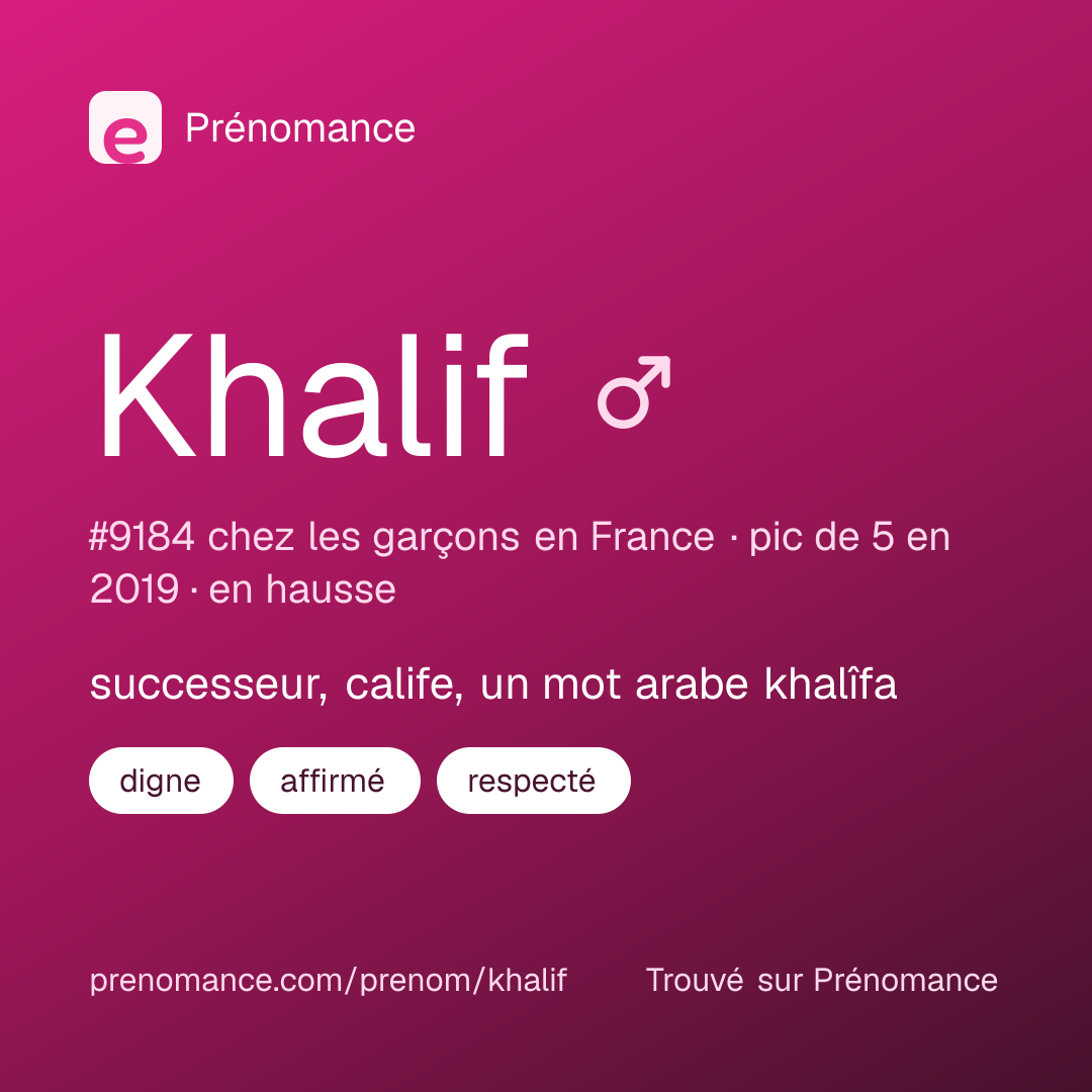 Carte de partage du prénom Khalif