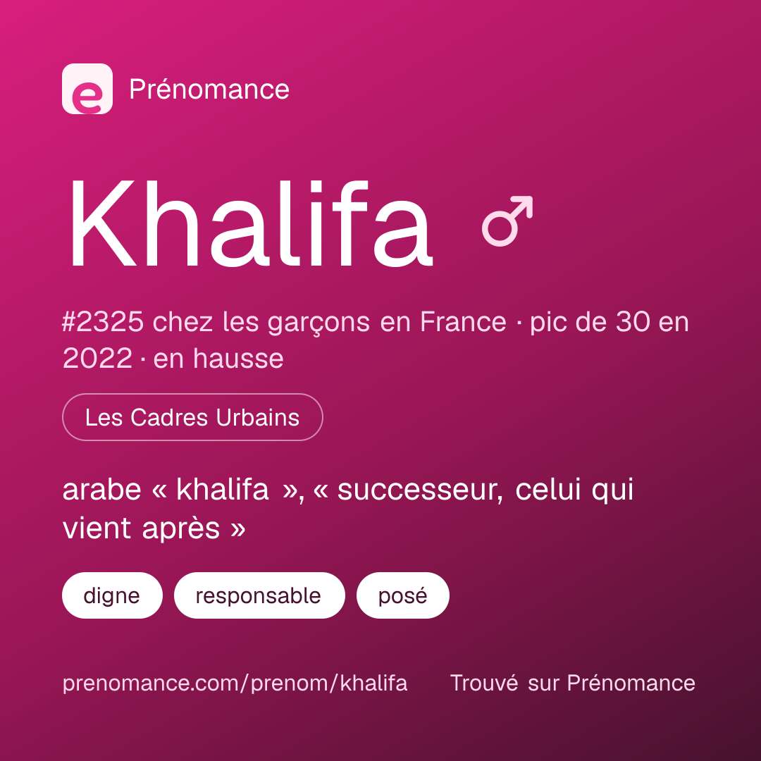 Carte de partage du prénom Khalifa