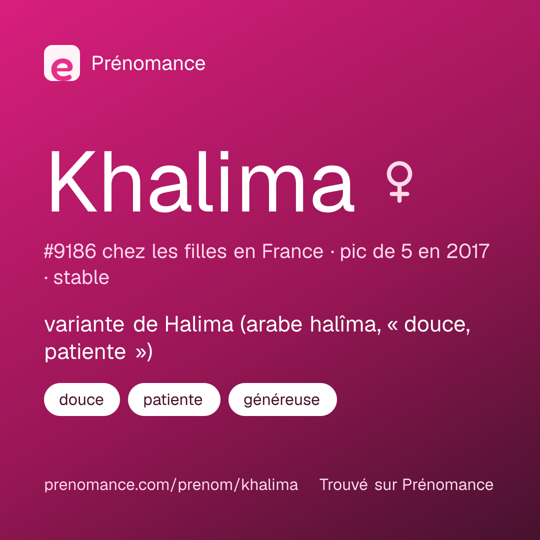 Carte de partage du prénom Khalima