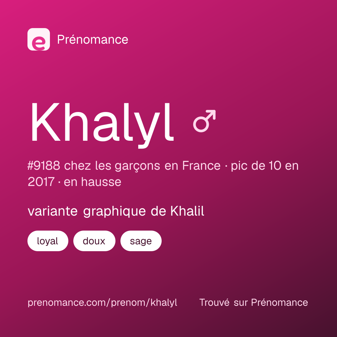 Carte de partage du prénom Khalyl