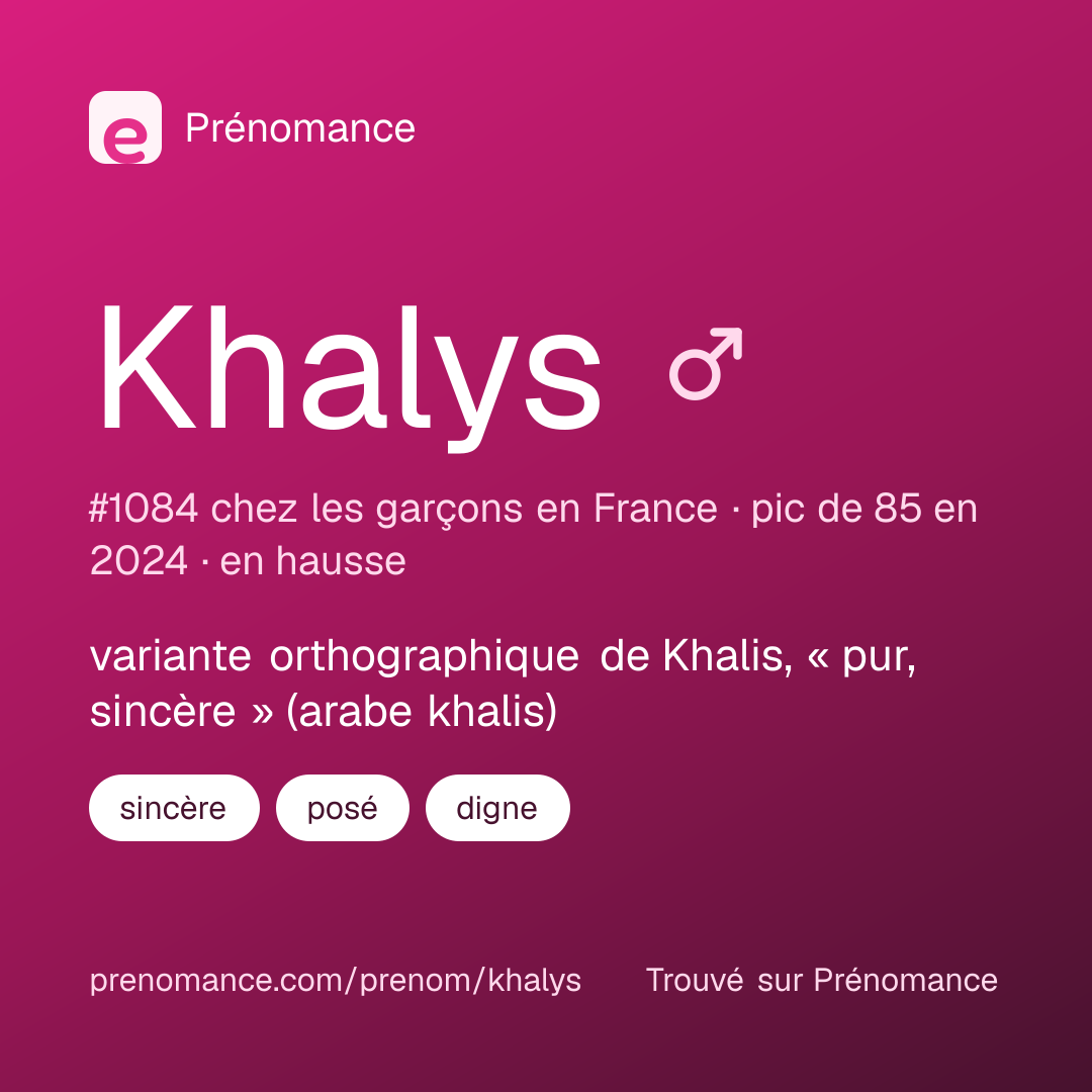 Carte de partage du prénom Khalys